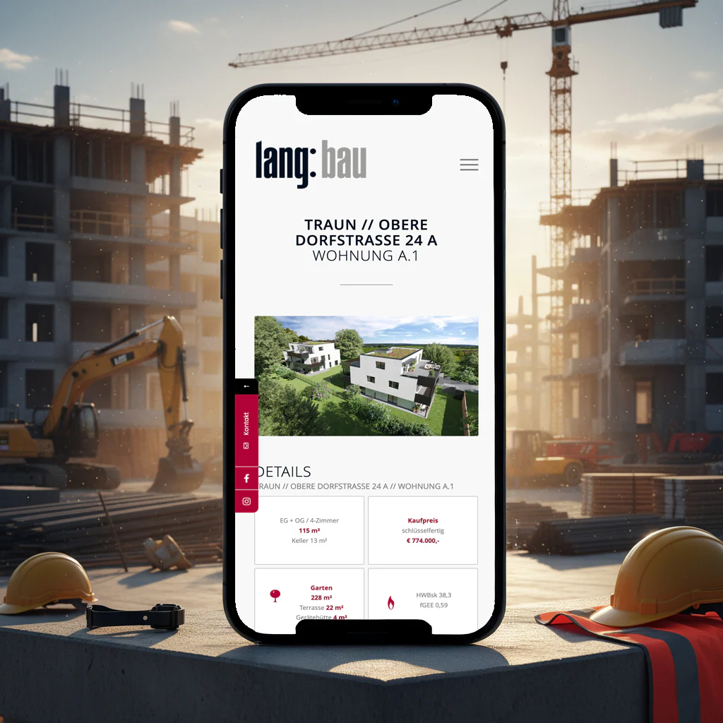 Mobile Website für Wohnbau von Gebrüder Lang Bau