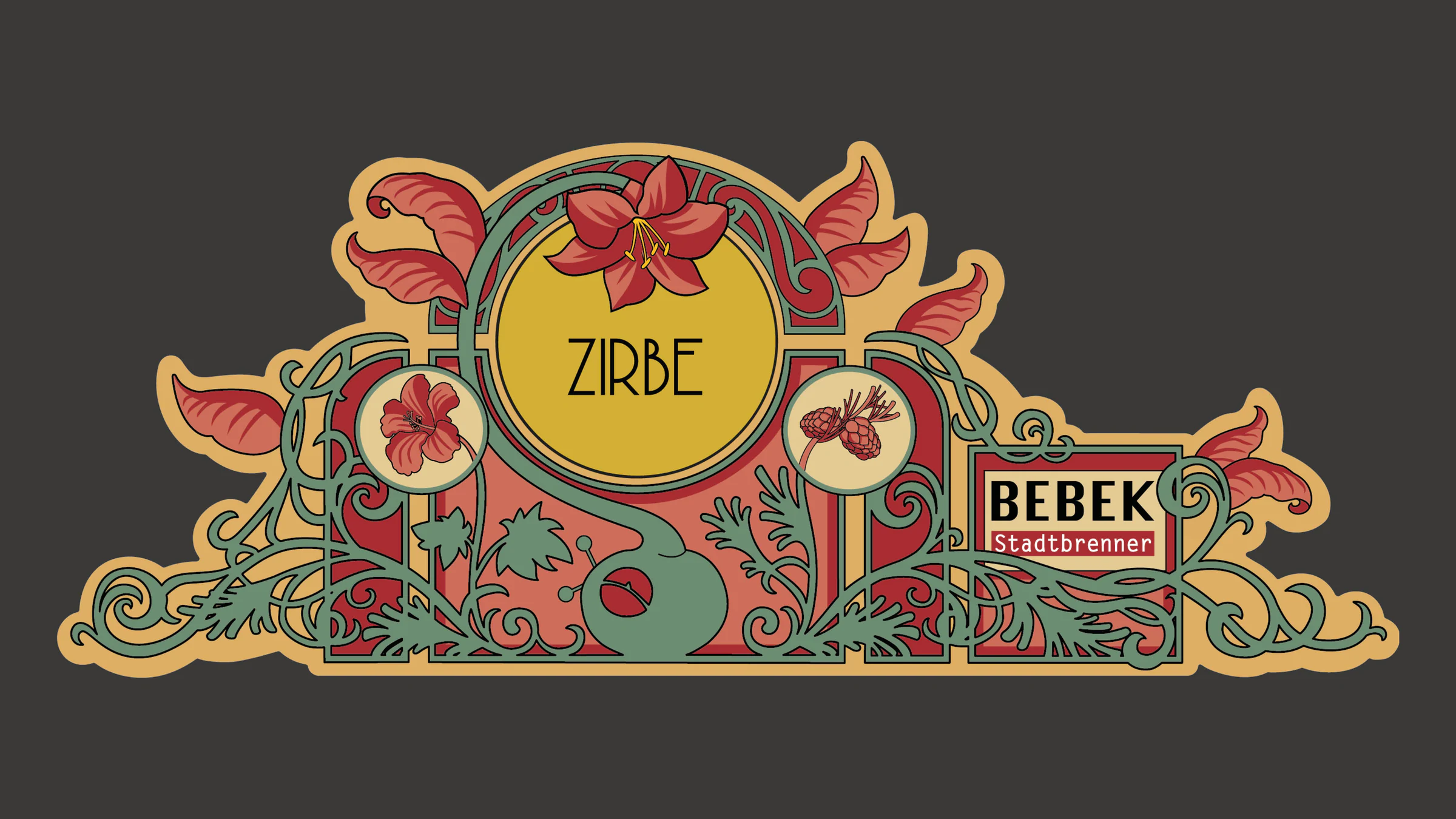 Zirbe-Etikett im Jugendstil