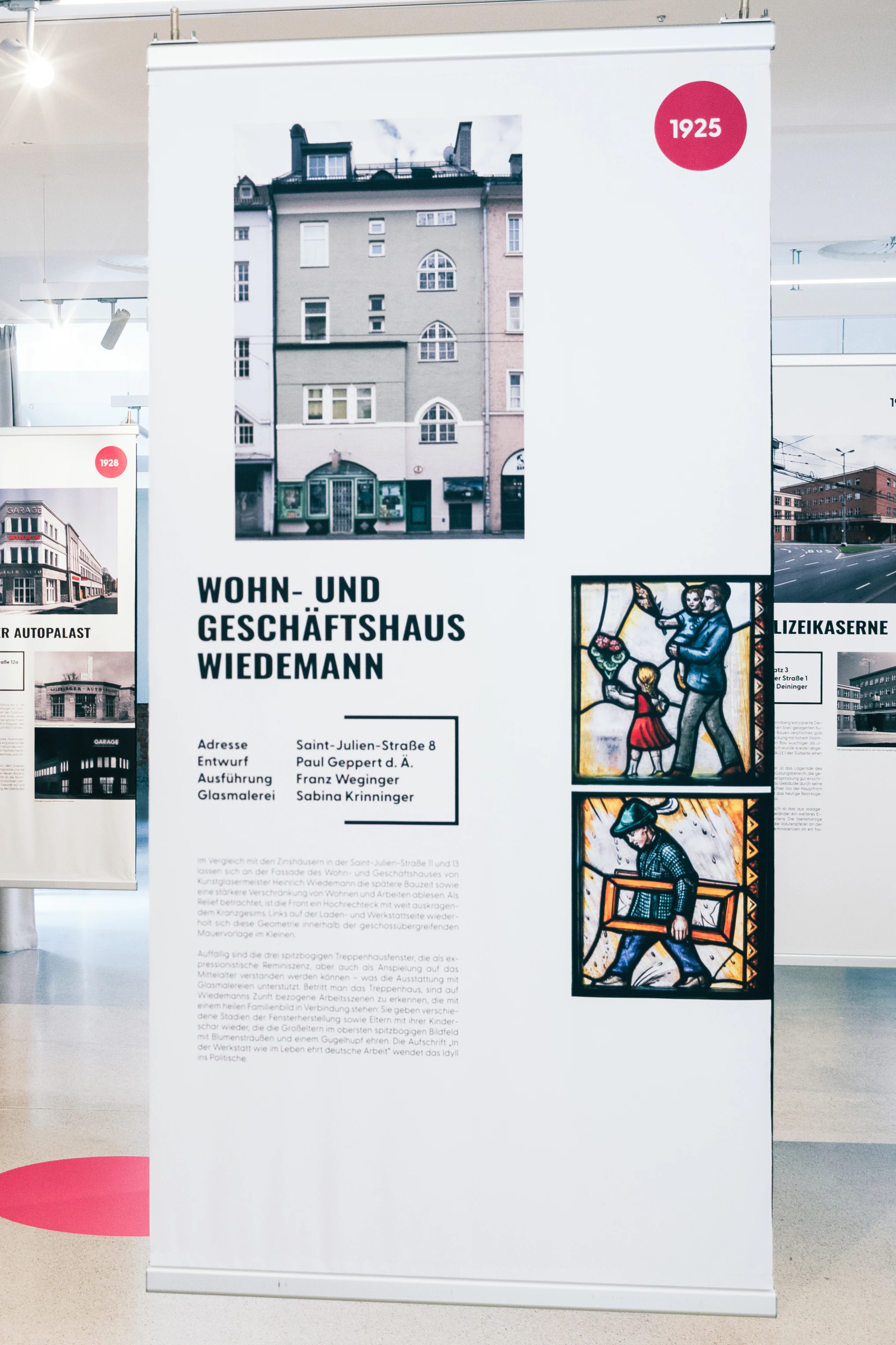 Ausstellungstafel zum Wohnhaus Wiedemann