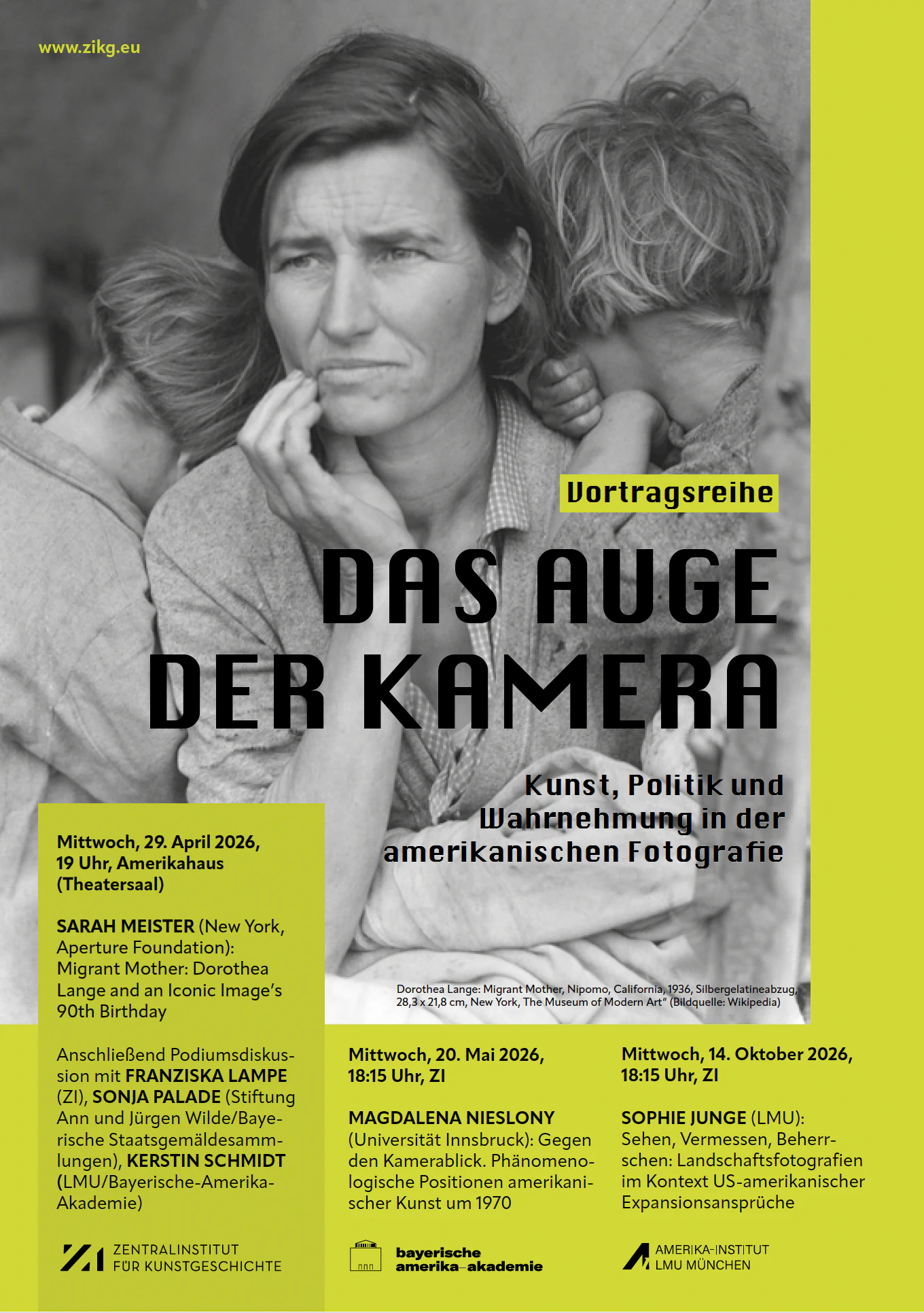 Das Auge der Kamera – Plakat zur Vortragsreihe